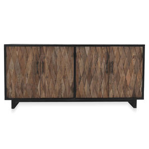 Aparador de Madera Maciza Reciclada de 4 Puertas con Acabado Negro, Estilo Rústico, para Sala de Estar y Comedor, para Taller o Casa de Campo - Product Image 2