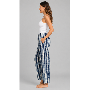 Trendy Women's Rayon Tie Dye Pajama Casual Blue Nightwear & Home Wear Soft Elastic Waist with 2 Pockets ODM Families Suitable - Product Image 4