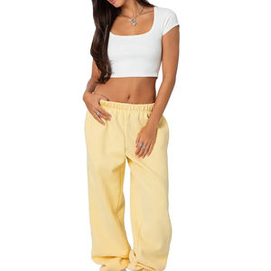 Survêtements d'hiver en molleton 100% coton pour femmes, avec logo personnalisé imprimé, respirants, taille élastique plate, grandes tailles - Product Image 1