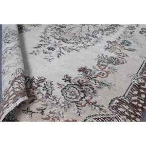 Tapis turc vintage 3,8x6,8 pieds, tapis en laine à carreaux marron beige - Product Image 5