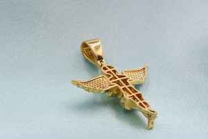 Pendentif en moissanite en forme d'ailes d'ange pour bébé, argent 925 plaqué or, collier de fête chrétien, bijoux fins, breloques - Product Image 4