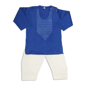 Shalwar Kameez brodé pour nouveau-nés garçons - Bleu foncé - Product Image 3