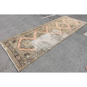 Vintage 4.5 X 12.7ft Vert Orange Tapis Turc Classique Grande Surface Rectangle Patchwork Conception Laine Matériel Latex pour Couloir - Product Image 3