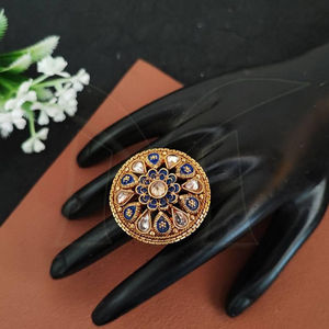 Antique Brass Jewelry High Gold Polish Party Wear Beautiful Fancy Style Adjustable Antique <b>Finger</b> <b>Rings</b> - Product Image 1