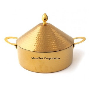 Casserole en acier inoxydable à double paroi de luxe avec couvercle en cuivre noir de couleur personnalisée marmite de service d'aliments isolée thermiquement en métal - Product Image 5