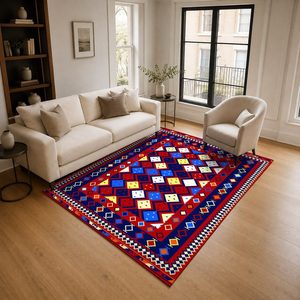 Tapis RUGS DEPOT LXDP-0692 en gros, rouge bordeaux, vintage, patchwork, imprimé numériquement, lavable en machine, chenille, antidérapant - Product Image 2