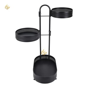 Support de stockage d'épices en métal luxueux 3 couches Top vente fait à la main de haute qualité couleur noire support décoratif Kitchne Ware - Product Image 5