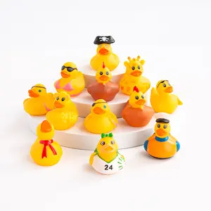 Bulk Eco Friendly Toy Animal Mini 2 Inch Tub Transparent Vinyl Toys Rubber Ducky Bathtub Squeeze Squeaky Bath Duck Assortment
