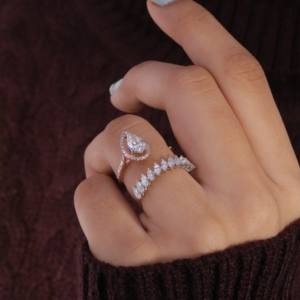 Bijoux fins personnalisés pour femmes, or rose 18 carats plaqué or, argent sterling, bagues de fiançailles et de mariage, perle d'eau douce certifiée IGI - Product Image 2