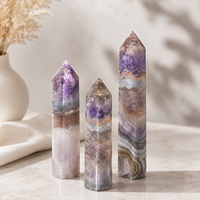 Tour en agate améthyste de 18 cm, pointe de cristal polie, obélisque en pierre précieuse, décoration d'intérieur, vente en gros, OEM personnalisé