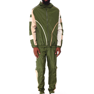 Custom media cremallera poliéster chaqueta Jogger conjunto corto 2 piezas deporte Patchwork Nylon chándal rompevientos chándal conjuntos para hombres - Product Image 3