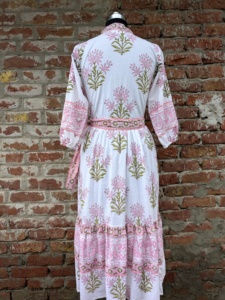 Mới Tốt Nhất Bán Handmade Ấn Độ Hoa Tay Khối In Tinh Khiết Bông Vải Ăn Mặc Củ<span class=keywords><strong>a</strong></span> Phụ Nữ Quần Áo Trọng Lượng Nhẹ Mù<span class=keywords><strong>a</strong></span> Hè Ăn Mặc - Product Image 5