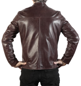 Chaqueta de Cuero Estilo Bomber en Todos los Tamaños, Logotipo y Etiqueta Personalizados, Chaqueta de Cuero Genuino Marrón, Chaquetas de Motociclista para Hombres - Product Image 2