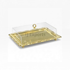 ที่เสิร์ฟช็อกโกแลตอะคริลิคใสสองชั้นพร้อมฐานสีทองสำหรับการจัดวางบนโต๊ะอย่างมีระดับ - Product Image 5