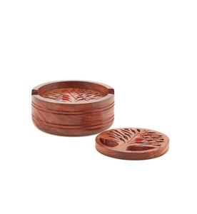 Posavasos de estilo clásico para decoración de mesa y utensilios de cocina Juego de posavasos de diseño cuadrado de madera oscura - Product Image 5