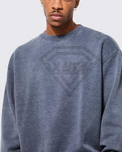 Trajes de chándal para hombre hechos a medida 100% algodón cuello redondo lavado ácido trajes de sudor nuevo diseño Color sólido de talla grande invierno ecológico - Product Image 5