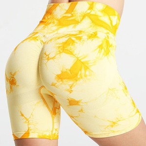กางเกงขาสั้นโยคะเอวสูงสำหรับผู้หญิงกางเกงขาสั้นไร้ตะเข็บย้อมย้อมติดสำหรับเล่นฟิตเนสยกสะโพกกางเกงกีฬารัดรูปกางเกงวิ่ง - Product Image 3