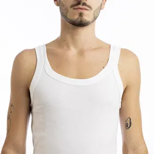 Italiaanse Kwaliteit-Tanktop Strakke Bandjes Voor Heren 100% Glad Geribbeld 1/1 Katoen