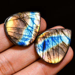 Paire de pierres précieuses en vrac Labradorite naturelle Cabochon pierres précieuses en vrac tout mélange forme et taille utilisation de pierres précieuses naturelles pour la fabrication de bijoux - Product Image 2