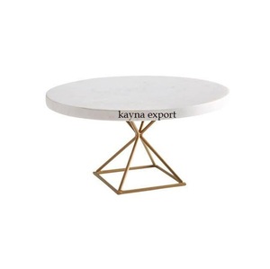 ขาตั้งเค้กโลหะด้านบนหินอ่อนแฟนซีสําหรับงานปาร์ตี้และงานแต่งงานตกแต่งกลางโต๊ะและร้านรับประทานอาหารขาตั้งเค้กด้านบนหินอ่อนกลม - Product Image 1