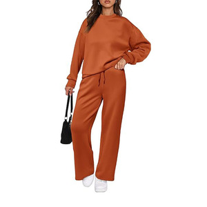 Survêtements d'hiver personnalisés pour femmes 2026, ensemble deux pièces à manches longues 100 % polyester avec motif uni, survêtement personnalisé - Product Image 3