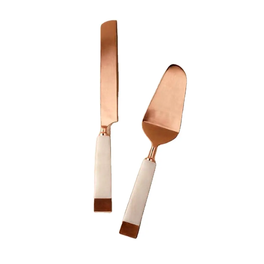 Resin Handle Rose Gold Cake Serving Set Cake Knife Kitchen Home Wedding Party Stainless Steel Crystal Handle Cake Serving