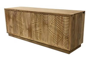 Gabinete de TV de madera de Acacia maciza hecho a mano moderno étnico CÍRCULOS naturales Unidad de entretenimiento Almacenamiento Pantalla hecha a mano China Conso - Product Image 3