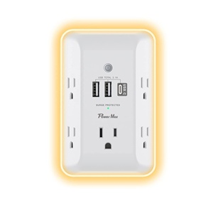 6 presa di Protezione <span class=keywords><strong>Da</strong></span> Sovracorrente, Multi Plug Adapter Presa con 2 USB del <span class=keywords><strong>Caricatore</strong></span> Della Parete e della luce di notte - Product Image 1