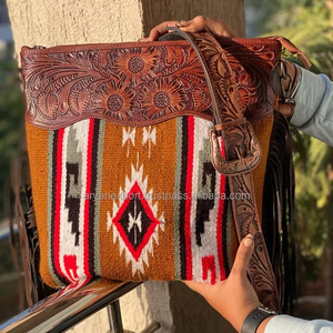 Superventas, manta de sillín mecanizada a mano, bolso cruzado de cuero genuino para mujer, correa de hombro occidental mecanizada, monedero de transporte oculto - Product Image 3