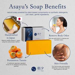 Natural Persimmon Body <b>Soap</b> - 1 Bar, 85g, Cold Press - Product Image 3