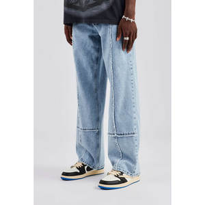 Pantalon en jean pour homme, jean droit pour homme, jean en denim élégant, vêtements de rue pour homme, jean décontracté lavé, coupe ample - Product Image 3