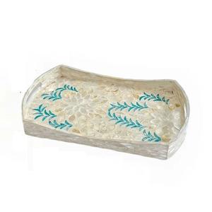 Bandejas para servir de diseño elegante hechas de bandejas de nácar con mango de metal para organizador de utensilios de cocina a bajo precio - Product Image 6