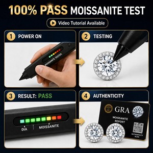 <span class=keywords><strong>Orecchini</strong></span> Hip Hop Miami 5.0mm 6.5mm 8.0mm in <span class=keywords><strong>Argento</strong></span> <span class=keywords><strong>925</strong></span> con Certificato GRA, Moissanite D VVS1 - Product Image 3