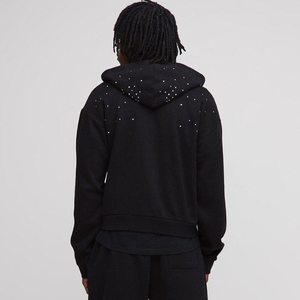 Sudadera con capucha para hombre, 100% algodón polar, corte regular, color liso, resistente a las manchas, transpirable, ecológica, con cremallera, bordada y teñida. - Product Image 2