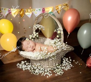 Vintage Wood Newborn <b>Weaving</b> <b>Basket</b> Creative Baby Bed Photography Container for Modeling and Props for Bedroom Photoshoots - Product Image 3