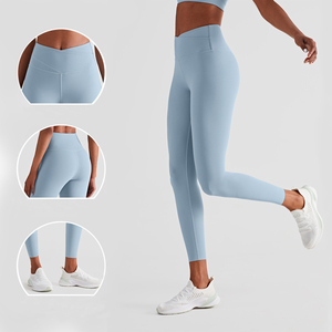 Leggings de sport de yoga de compression de taille croisée pour femmes collants de course d'entraînement non transparents pantalons de yoga athlétiques - Product Image 2