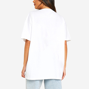 Nouveau arrivé 2025 100% coton streetwear surdimensionné goutte épaule 300GSM poids lourd respirant solide blanc couleur dames t-shirt - Product Image 5