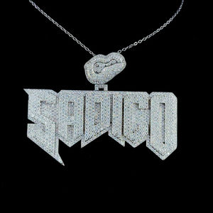 Colgante Personalizado con Inicial, Estilo Rapero, Moissanita VVS y Diamante VS, Plata 925, Estilo Hip Hop, Joyería para Hombre - Product Image 4