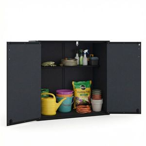23.5 Cu.ft Black Outdoor Storage Shed Lockable Door PP HDPE Horizontal Garden Tool Cabinet with Resin Plastic Frame Brand New - Product Image 1