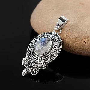 925 เงินสเตอร์ลิงมูนสโตนรูปไข่สีฟ้าสร้อยคออัญมณีที่สมบูรณ์แบบงานแต่งงานของขวัญสําหรับความรัก 925 ประทับตราเครื่องประดับ - Product Image 3