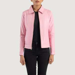 Vixen Girls' <b>Pink</b> Classic Collar Leather <b>Jacket</b> Sheep Fur Outerwear for All Seasons-Summer Winter Spring Autumn Polyester Short - Product Image 1