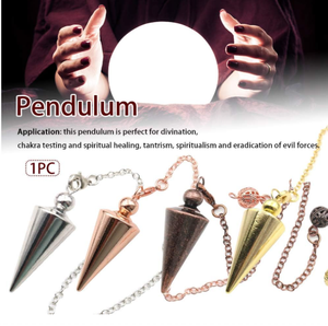 Pendule moderne à pointe spirituelle en métal cuivre Pendentif de guérison et de divination Reiki avec chaîne Balance Dower Divination Pendule - Product Image 4