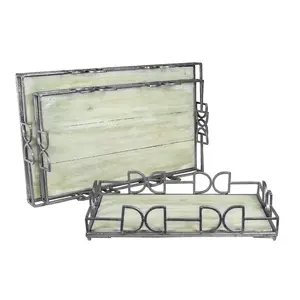 Bandeja de Metal con acabado plateado de diseño martillado Premium, Ideal para una elegante decoración del hogar, cocina, mesa de comedor, elementos esenciales - Product Image 6