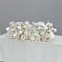 GNW Arrangement de roses blanches en soie florales Guirlande d'haleine de bébé artificielle pour décorations de mariage Décoration de table
