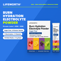 LIFEWORTH - Sobres de Polvo Electrolítico de Marca Privada, 7 Electrolitos, 3 Vitaminas, 16x7.3g, Sin Azúcar, OEM, ODM