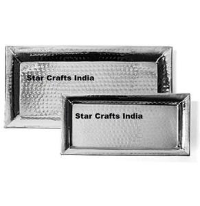 Traiteur Produit Restaurant Tampon Plat Fantaisie Métal En Acier Inoxydable Rectangulaire Ss Buffet Plateau De Service En Gros - Product Image 1