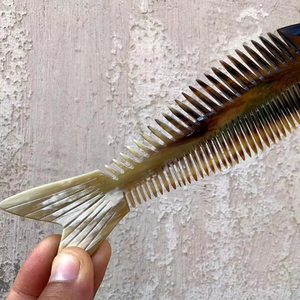 Peigne en corne de qualité naturelle Ciseaux de toilettage pour barbe Brosse à moustache et kit de peigne Ensemble cadeau pour barbe Sac d'Inde BY HF CRAFTS - Product Image 5