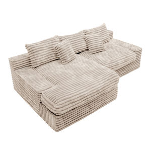 Sofá Cama en Forma de L Convertible Moderno de 76 Pulgadas con Respaldo de Tela y Cojín Tipo Nube para Sala de Estar u Hotel, Empaquetado al Vacío con 80% de Compresión - Product Image 3