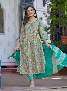 New Designer Pure Cotton Alia Cut <b>Kurti</b> with Embroidery Sikvans Work Ready Made <b>Kurti</b> Set for Women - Product Image 6