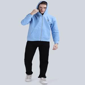 Polaire fermeture éclair plaine brossé Logo imprimé surdimensionné blanc poids lourd nouveau décontracté polaire hommes Hoodies Stock à vendre poly coton - Product Image 4